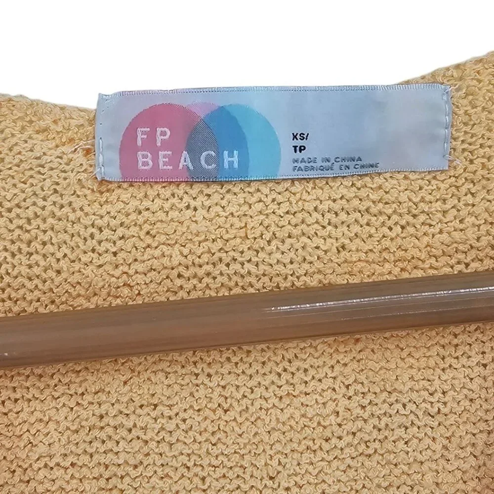 Free People Beach Womens XS Poppy Sweater Mini Dress in Sunrise‎ Peach